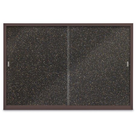 United Visual Products Sliding Door Indoor Enclosed Corkboard, 7 UV9027ACS-BLACK-PEARL